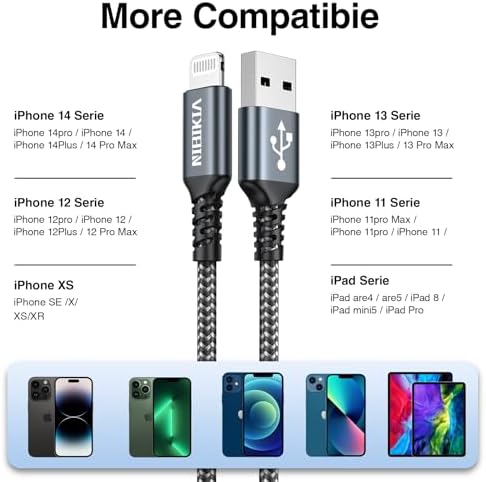 Cavo iPhone [3Pezzi/2M] Certificato MFi Cavo Lightning Per iPhone