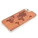 Ucolor iPhone 6 6s Wooden Case World Map Natural Wood Carving Engraved Ultra Slim Hard Custom Cover for iPhone 6S 6 Bamboo Clear with [Slim Tempered Glass Screen Protector] (World Map)