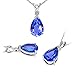 Diane Lo'ren .925 Sterling Silver 4.00 CTW Diamond Accent Blue Tanzanite Pear Shaped Pendant Necklace for Women || The Perfect Gift for Valentine's day