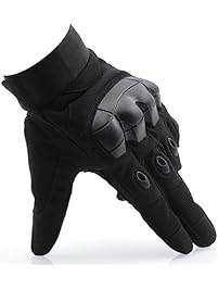 OMGAI Men's Motorcycle Gloves Full Finger Tech Touch Smart Gloves for Tactical Airsoft Outdoor Sports Black, XL