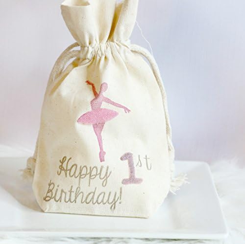 Ballerina First Birthday Favor Bags - Set of 10