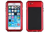 iPhone 6 case, Shockproof Dustproof Water Resistant iPhone 6S Case Aluminum Alloy Metal Gorilla Glass Cover CaseFor Apple iPhone 6 /iPhone 6S 4.7 inch-Red