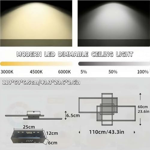 Lumbryzn Modern Dimmable LED Ceiling Light, Living Room and Bedroom Lamp, LED Ceiling Light for Kitchen, Office and Living Room Decorative