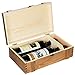 MyGift 2-Bottle Rustic Wood Wine Display Carrier, Storage Box with Rope Handle