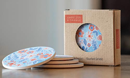 2 Ceramic+Coasters+diameter+Absorbent+Watercolor