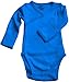 Boys Girls Baby Onesie made with Organic Cotton - Long Sleeve Kimono Style with Side Snaps Bodysuit and Gloved Sleeve - Deep Blue 3M