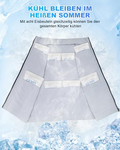 FERNIDA Cooling vest, cooling ice vest with 24 ice bags, men and women, sleeveless nylon, breathable, cool clothing for summer outdoors, hot weather, hunting, working, weeding