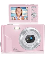 Digital Camera, Lecran FHD 1080P 36.0 Mega Pixels Vlogging Camera with 16X Digital Zoom, LCD Screen, Compact Portable Mini Cameras for Students, Teens, Kids (Pink)