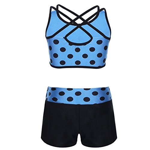image for YiZYiF Childrens Girl Polka Dot Strappy Top Bra and Shorts set for Swi