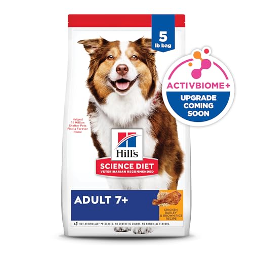 HILL’S SCIENCE DIET ADULT 7+, SENIOR ADULT 7+ PREMIUM NUTRITION, DRY DOG FOOD, CHICKEN, BROWN RICE, & BARLEY, 5 LB BAG