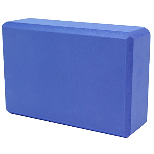 Sol Living Yoga Block - Compact Durable High Density EVA Foam Block for Balance and Stability, Exercise, Fitness, Pilates and Yoga Accessory - 3" x 6" x 9" Blue Color