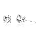 Devin Rose 6mm Round Solitaire Stud Earrings for Women Made with Swarovski Crystal in 925 Sterling Silver (Various Imitation Birthstone)