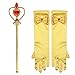 fedio 8Pcs Girls Princess Dress up Accessories Set with Princess Gloves, Princess Tiara Crown, Wand and Necklaces for Kids (Yellow)