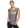 Reebok Women’s Legend Running & Gym T-Shirt – Performance Short Sleeve Workout Clothes for Women – Legend Black Heather Graphic, Small