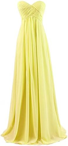 Dresslove Women's Sweetheart Bridesmaid Chiffon Prom Dresses Long Evening Gowns ED024-Yellow-12