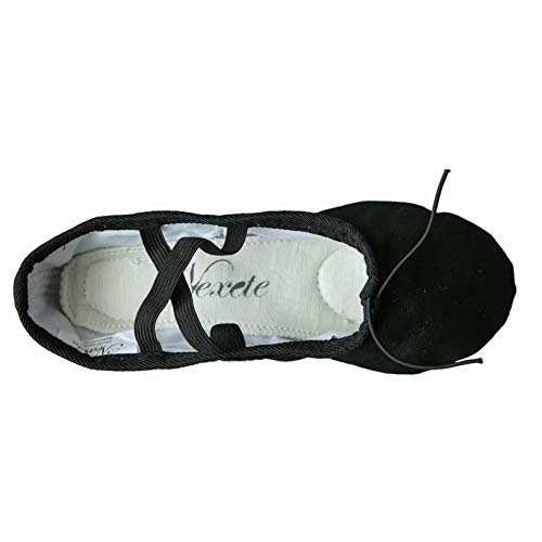 Nexete Toddler Kid Girl Classic #1 Canvas Ballet Dance Split-Sole Slipper Shoes (Toddler 6 M, Black) - Thumbnail 5
