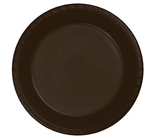 Creative Converting Touch of Color 20 Count Plastic Dinner Plates, Chocolate Brown