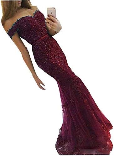 inmagicdress Mermaid Evening Dresses for Women Formal Off Shoulder Lace Plus Size 97
