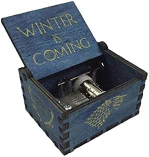 Biscount Game of Thrones Movie Theme Music Box Wooden Engraved Hand Crank Musical Toy Winter is coming Tune Great Gift For GOT Fans Husband Friend Dad Father Man-Blue