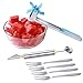 Watermelon Slicer Fruit Knife-PATENTED-RUCACIO Melon and Cantaloupe Fruit Slicer Carving and Cutting Tools for Home Easy Grip Kitchen Gadgets Set with 2 in 1 Melon Baller & Fruit Carve 4 Forks (BLUE)