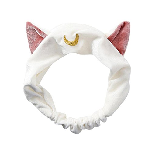 FTXJ Cute Cat Ear Hair Band For Women Wash Face Makeup Running Sport (White) - Thumbnail 2