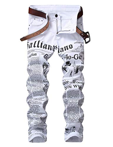 Baylvn Men's Casual Printed Slim Fit Jeans Skinny Denim Pants