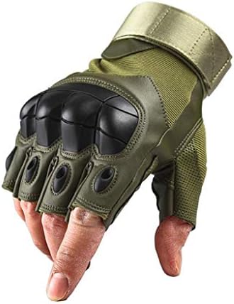 Hzoxsb Self-Defense Gloves,Outdoor Tactical Gloves Half Finger Anti-Cutting Touch Screen Mittens, for Camping Hiking Cycling Riding Motorcycle Biking Hunting (Color : Green, Size : L)