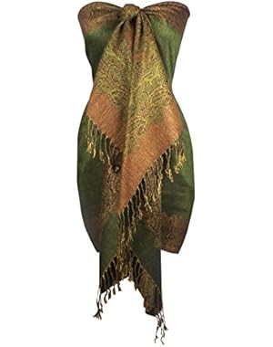 Women's Ravishing Reversible Jacquard Paisley Shawl Wrap Pashmina