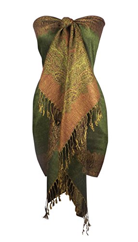 UPC 643345615500, Peach Couture Women&#39;s Ravishing Reversible Jacquard Paisley Shawl Wrap Pashmina Army Green red