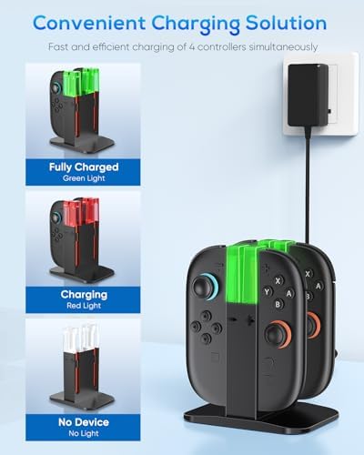 Dock di ricarica per controller Nintendo Switch 2 (2025) per Joy con 2, stazione di ricarica per Joycon 2 accessori per controller con cavo, supporto verticale con 4 porte magnetiche ricarica