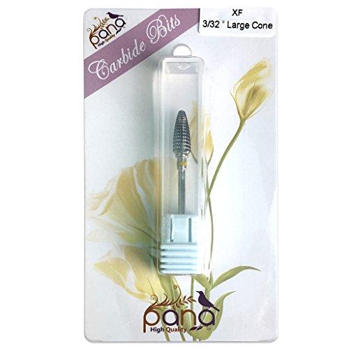 Pana 3/32" Large Cone Safety Nail Carbide Bit - Silver Color (Grit: Extra Fine - XF) for Electric Dremel Drill Machine