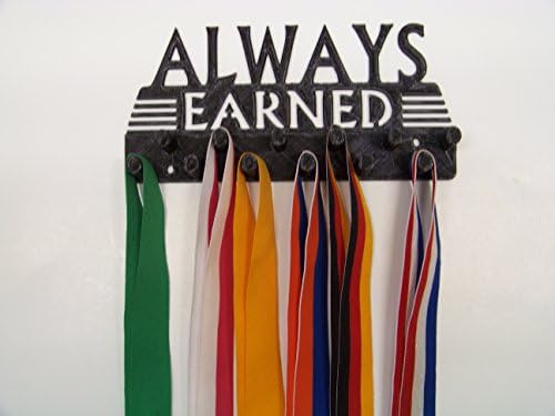Plastic 7.5" Always Earned Race Medal Holder Display Wall Decor Medal Ribbon Hanger Dual Rows