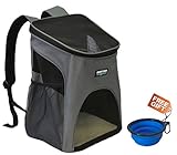 KritterWorld Pet Carrier Backpack for Small Dogs, Puppies, Cats, Kittens Up to 7lbs, Free Collapsible Dog Bowl Included, Comfort Mesh Pup Pack Great for A Walk, Travel, Hiking and Cycling, Grey