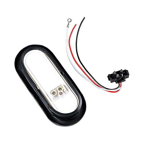 4pcs Red White 6" 24-LED Oval Stop Brake Tail Light Backup Lamp for Truck Trailer RV 12V (24-LED)