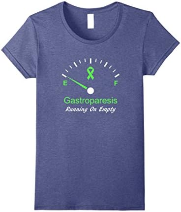 Womens Gastroparesis Running On Empty Awareness Ribbon Tee Shirt Small Heather Blue