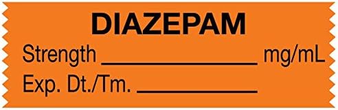 United Ad Label Anesthesia Tape, Diazepam mg/mL, 1-1/2" x 1/2", Orange - 500 Inches Per Roll