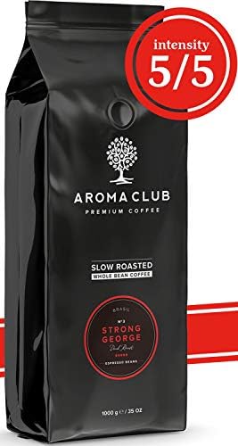 Aroma Club Coffee Beans 35 OZ - Dark Roast Strong George - Brazilian - Slow Roast & CO2 Neutral