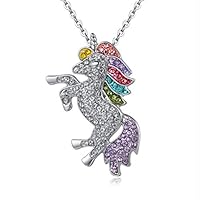 Myhouse Beautiful Rhinestone Unicorn Necklace Sweater Chain for Women