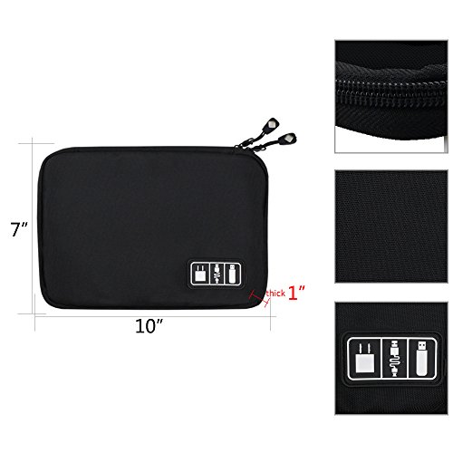 Black Travel Electronics Cable Organizer Bag Case for Cords,Cable,Charger,Power Bank,Battery Pack,Hard Drives,Usb Gear,Earphone,Flash Drive,Electronics Accessories - Thumbnail 7