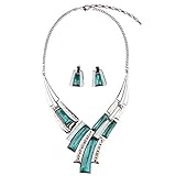 Girl Era Tribal Jewelry Vintage V Wild Collar Fashion Resin Necklace & Stud Earring Set for Womens