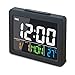GLOUE Digital Alarm Clock with USB Port for Charging Snooze Function, Timer, Sound Control Function, 12/24Hr, World time Pattern, Month Date & Temperature Display - Black, 8 Alarm Rings
