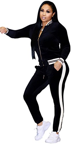 Women s athletic soft velour velvet long sleeve zip up sweatshirt…