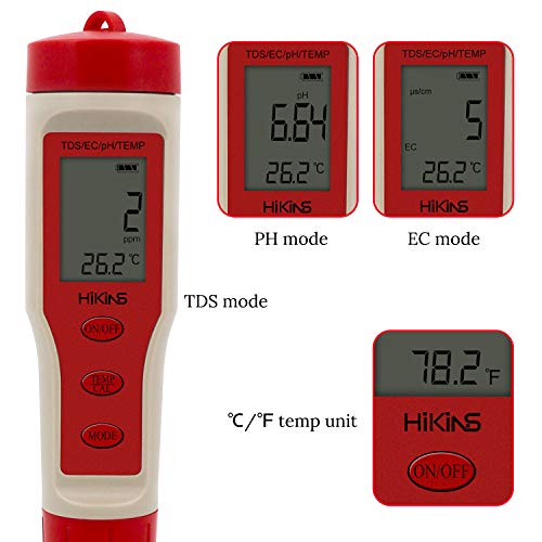 KERTER Digital Water Quality Meter High Accuracy 4 in 1 PH/TDS/EC/Temp