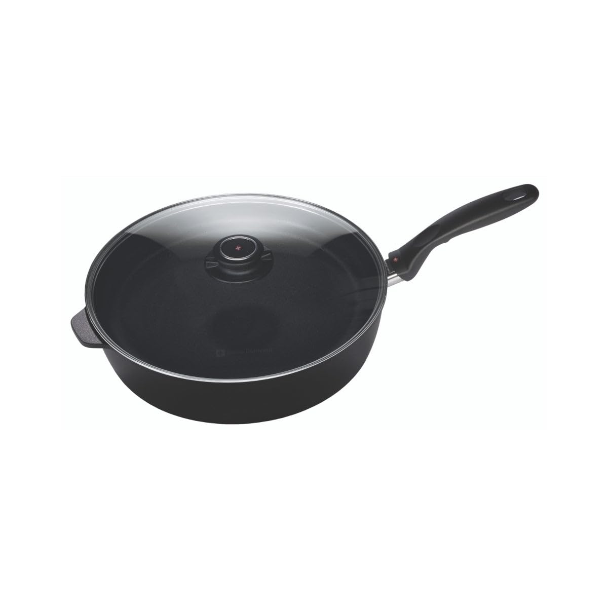 Swiss Diamond XD6728iC Die-Cast Aluminium Sauté Pan with Lid, Diamond Crystals, 50 x 28.5 x 18 cm, Black