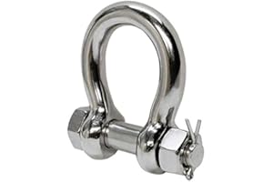 MARINE PART DEPOT Marine Grade Stainless Steel Bow Shackle 1/2" with Cotter Pin Lock