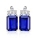 JewelryPalace Luxury Emerald Cut 12.1ct Created Blue Sapphire Clip On Earrings 925 Sterling Silver