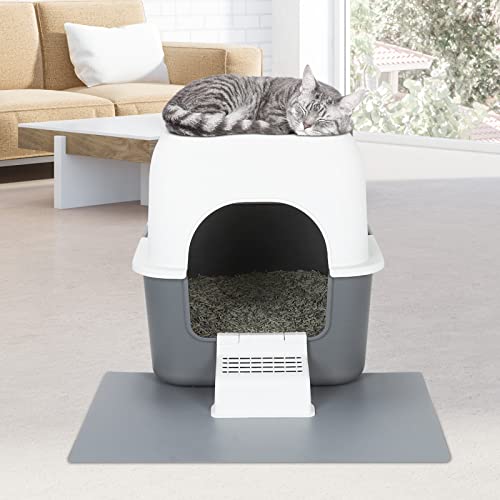 Cat Litter Box with Lid,Top Entry Kitty Sifting Litter Box Kitten Toilet for 10lb Cats,Enclosure