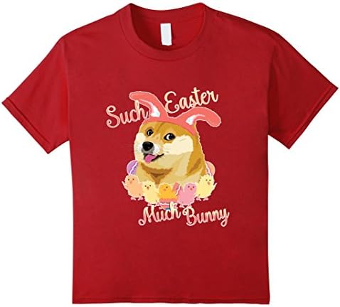 Kids Happy Easter Doge - Shiba Inu Such Easter Much Bunny Tshirt 8 Cranberry