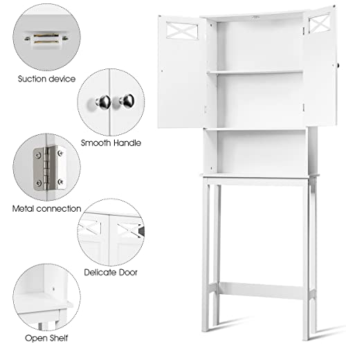 Giantex Over The Toilet Storage w/ 2 Doors & Open Shelf