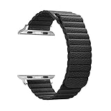 MJSWB Compatible for Apple Watch Band 42mm 38mm 44mm 40mm Series 4/3/2/1,Strong Magnetic Leather Loop Strap Wristband for iWatch